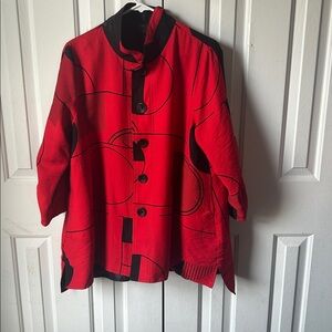 Red and Black abstract Reversible Top